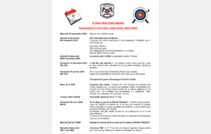 Événements à venir pour la saison 2025 / 2026