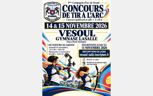 Mandat Compétition Salle 2 x 18 M à Vesoul le samedi 14 et dimanche 15 Novembre 2026 au Gymnase Lasalle.