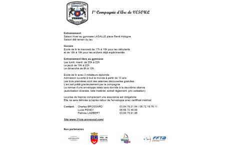 Reprise de l'école de tir et des entrainements Salle 2019 / 2020
