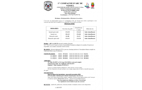 Mandat Compétition Salle à Vesoul le 9 et 10 Novembre 2024