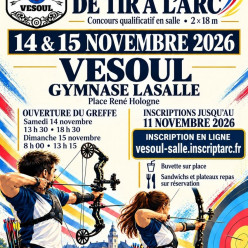 Mandat Compétition Salle 2 x 18 M à Vesoul le samedi 14 et dimanche 15 Novembre 2026 au Gymnase Lasalle.